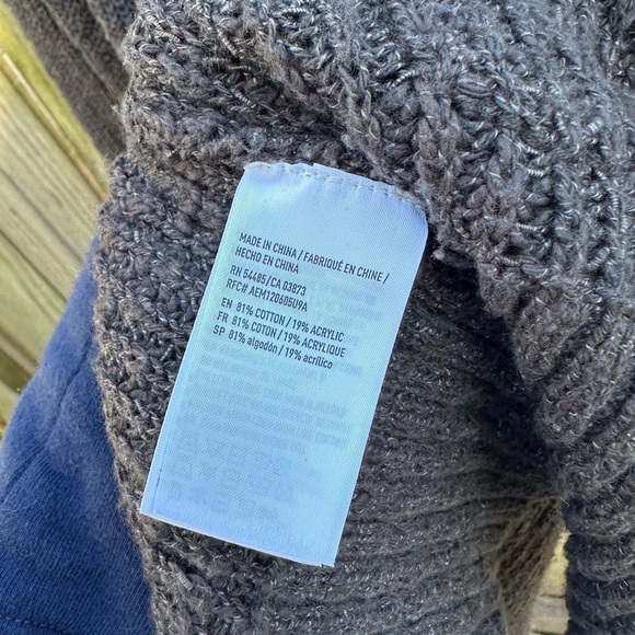 American Eagle Outfitters Charcoal Grey Chunky Knit Open Front Sweater Cardigan - Picture 5 of 8